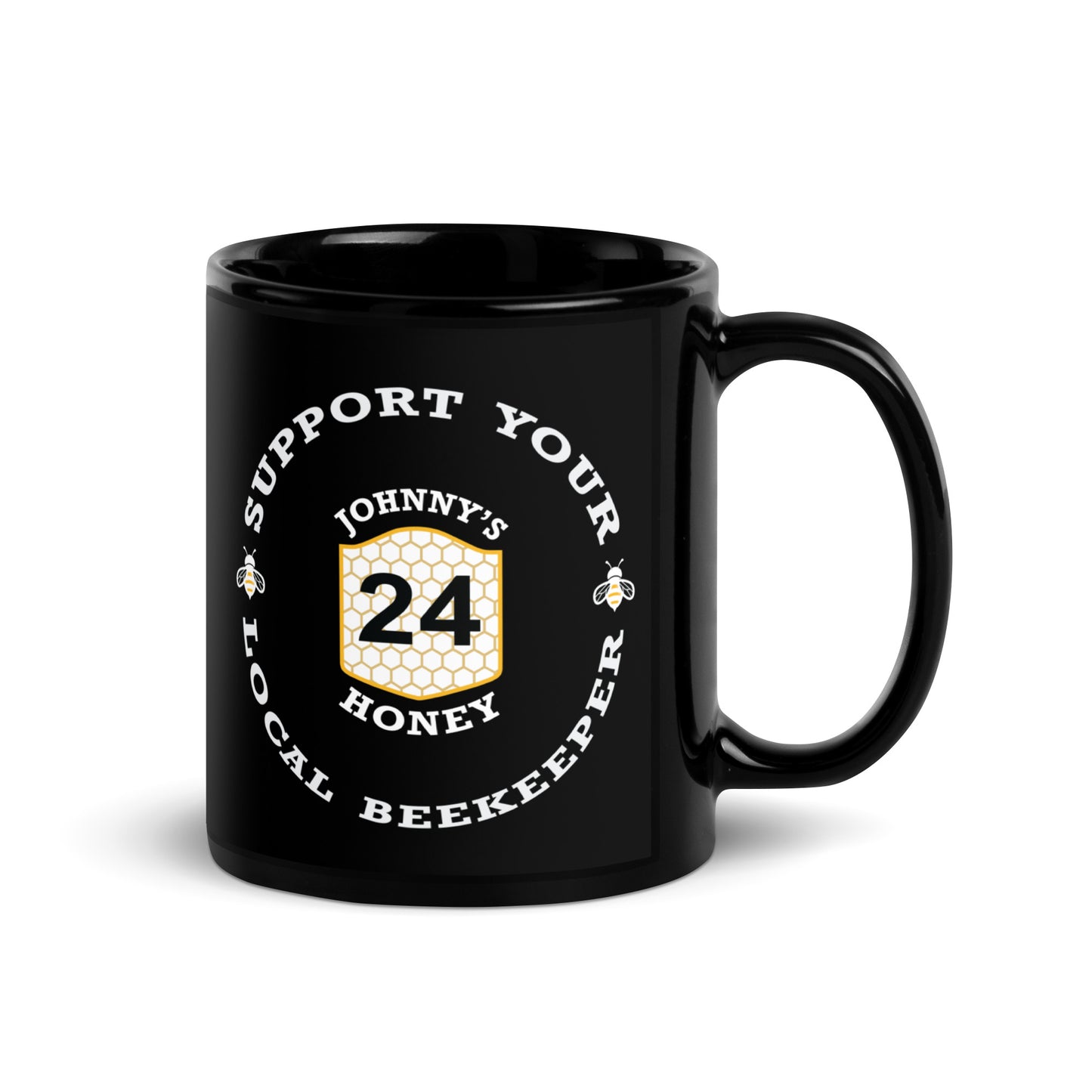 Black Glossy Mug- Support Your Local Beekeeper