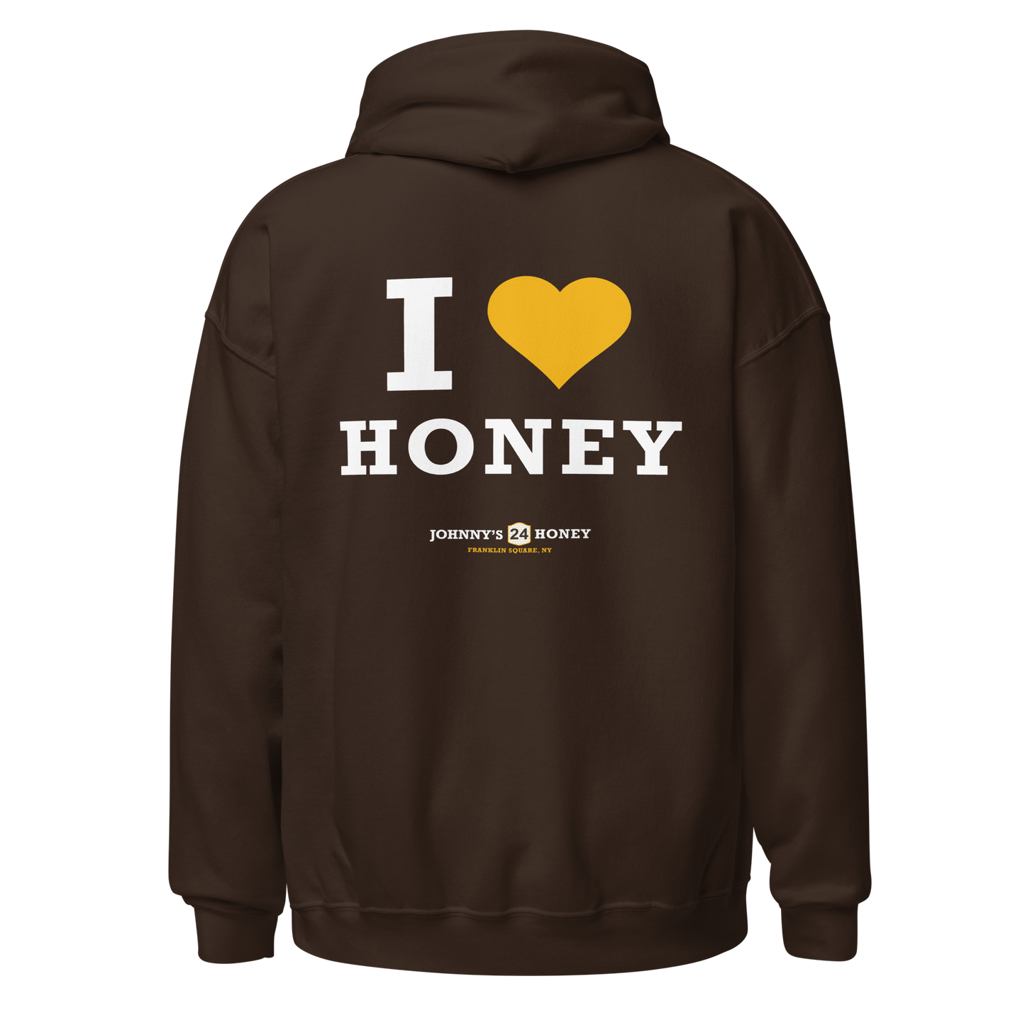Unisex Hoodie- Bee in Front, I Love Honey in Back