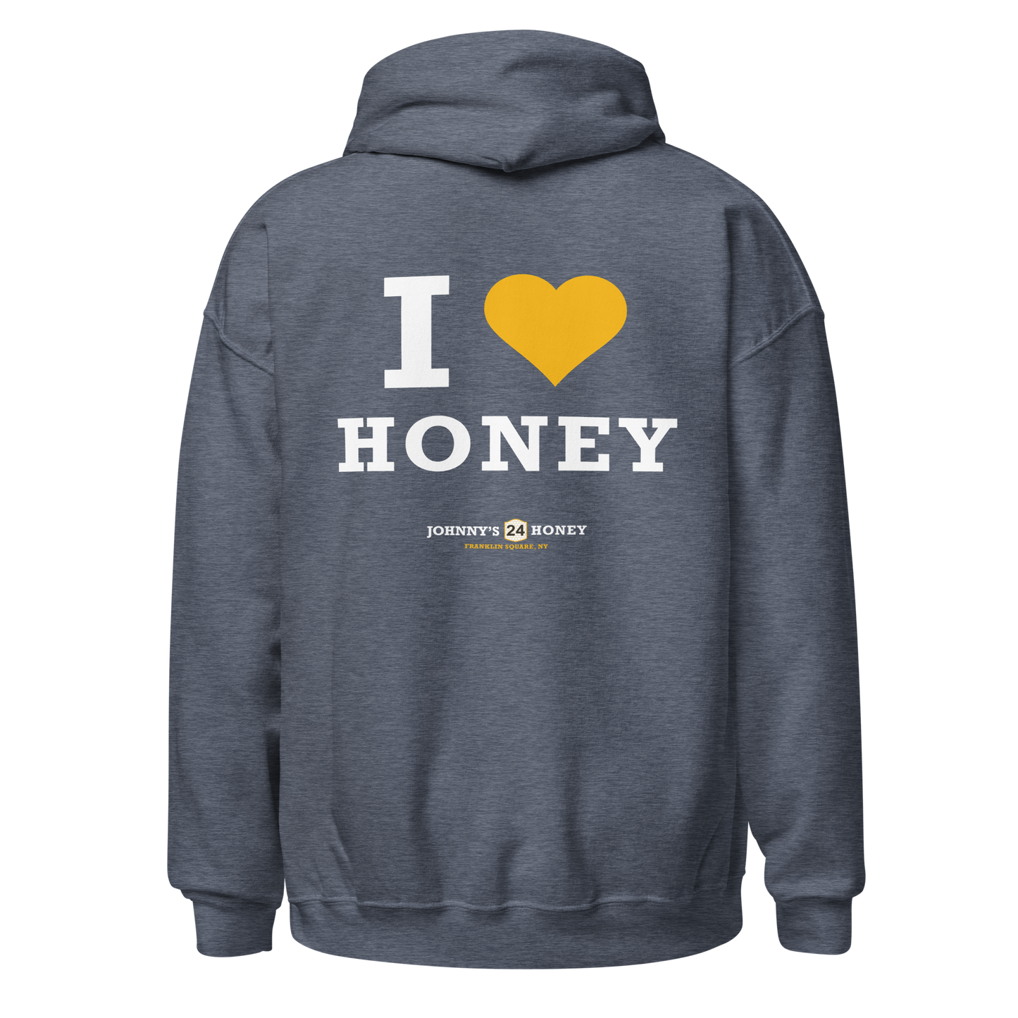 Unisex Hoodie- Bee in Front, I Love Honey in Back