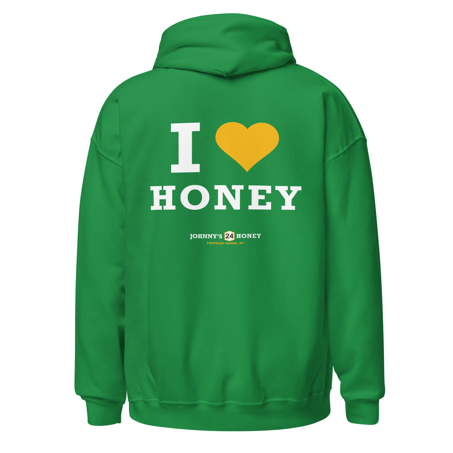 Unisex Hoodie- Bee in Front, I Love Honey in Back