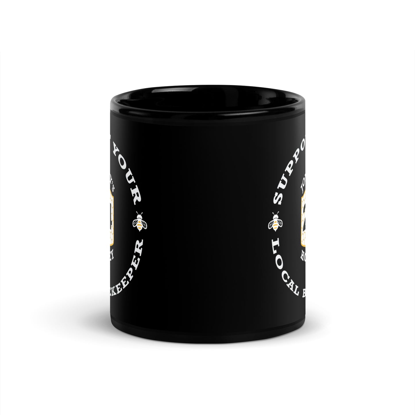 Black Glossy Mug- Support Your Local Beekeeper