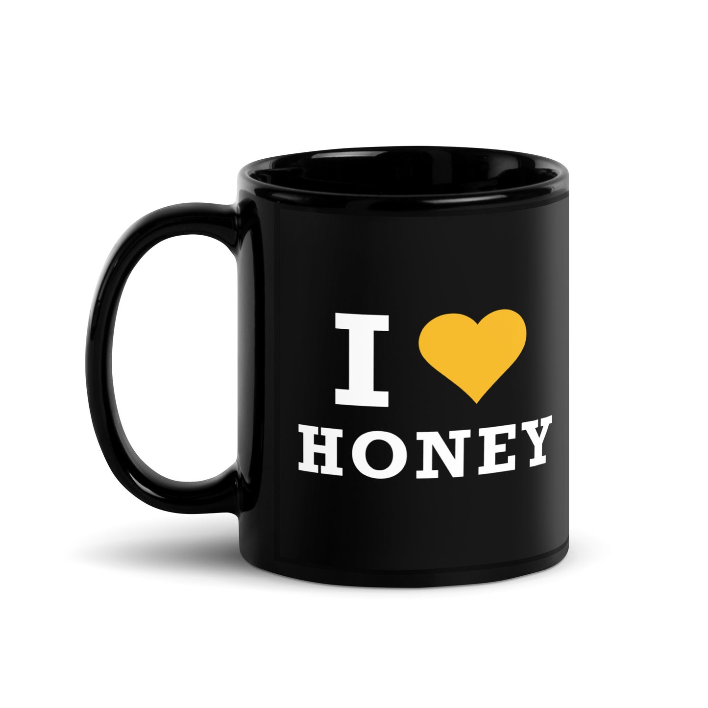 Black Glossy Mug- I Love Honey