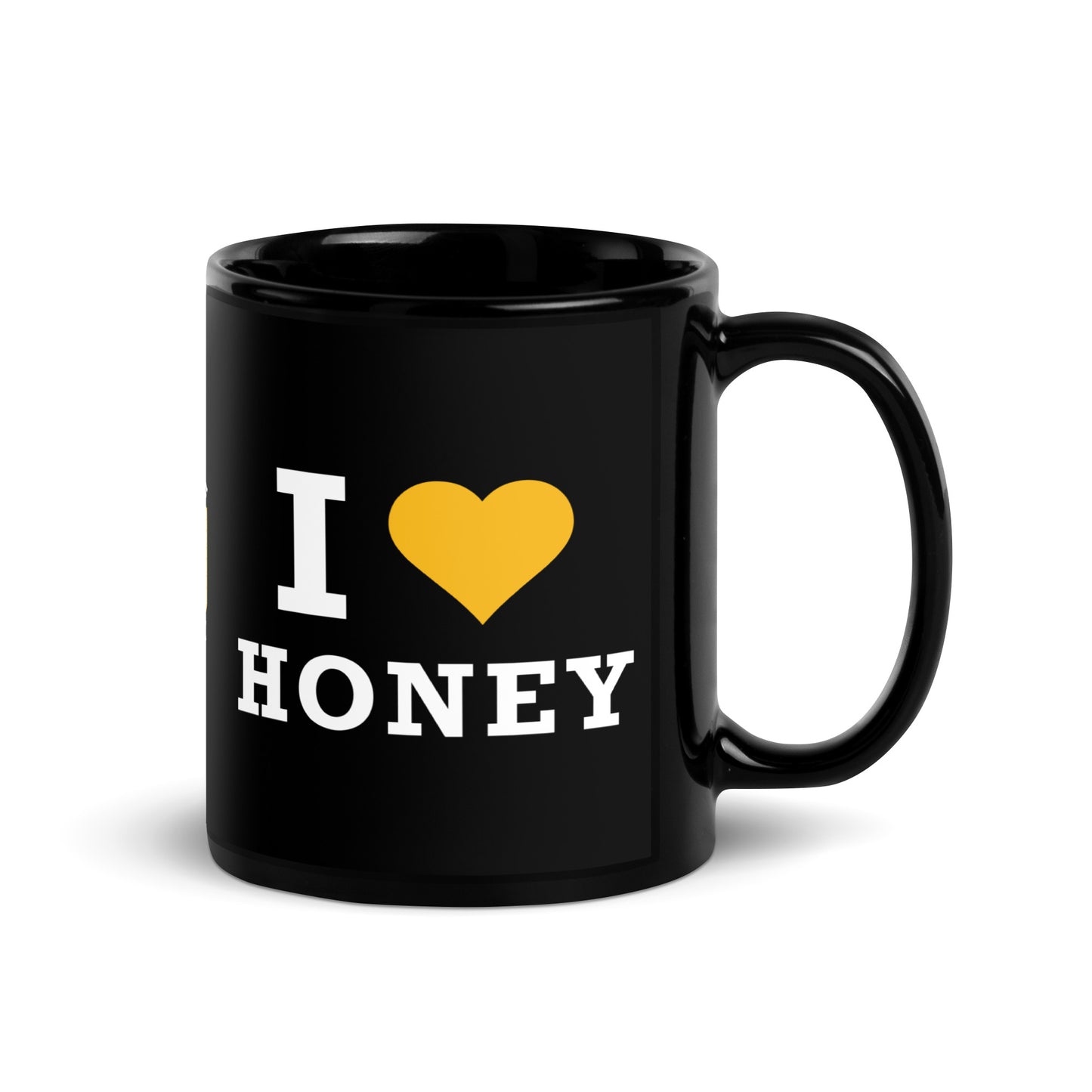 Black Glossy Mug- I Love Honey