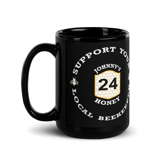 Black Glossy Mug- Support Your Local Beekeeper