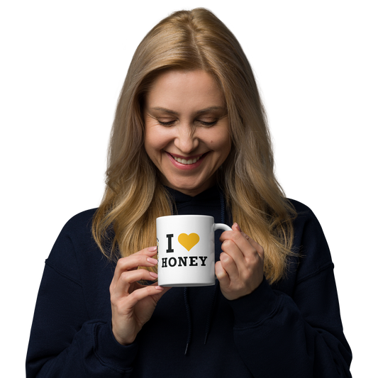 White glossy mug- I Love Honey