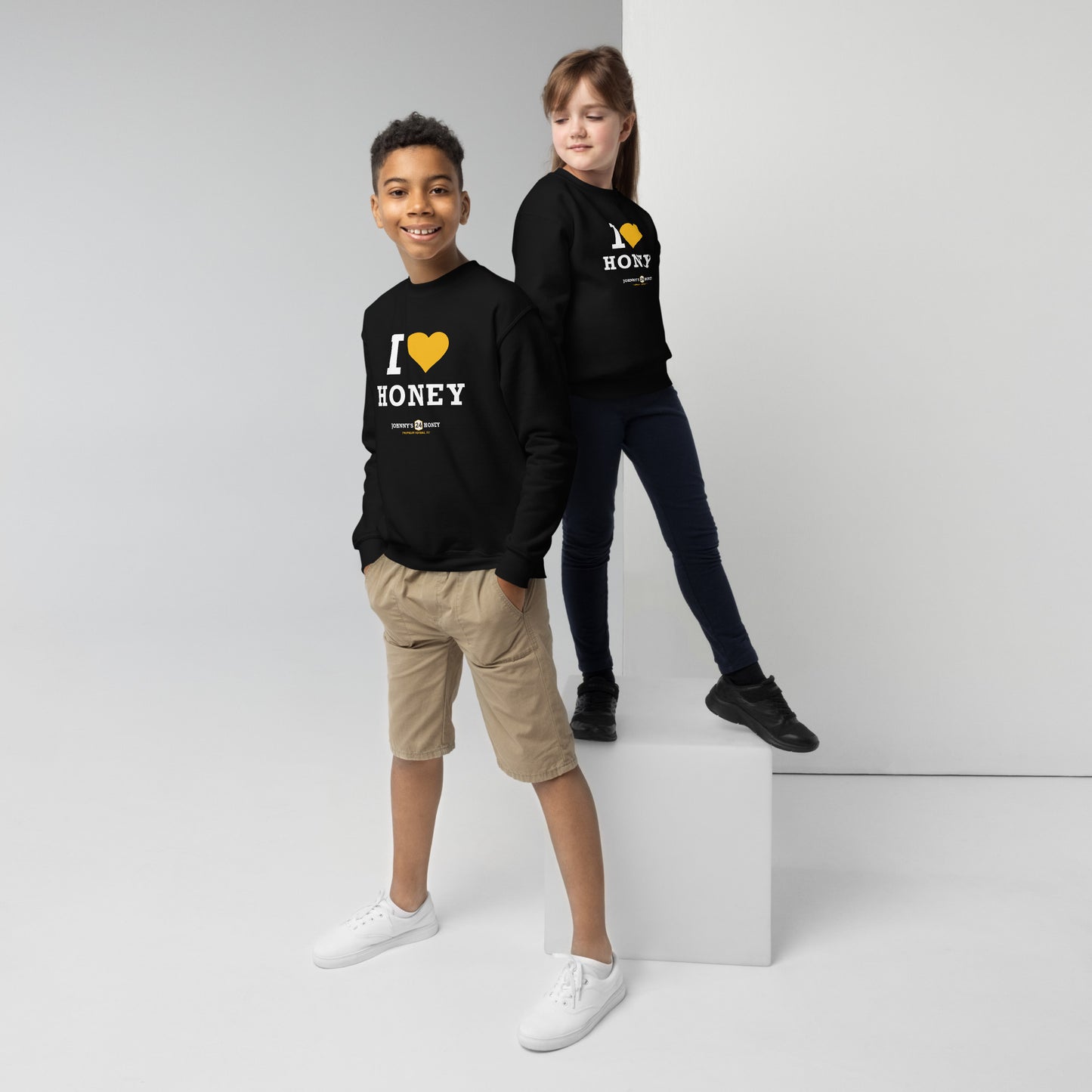Youth crewneck sweatshirt- I Love Honey