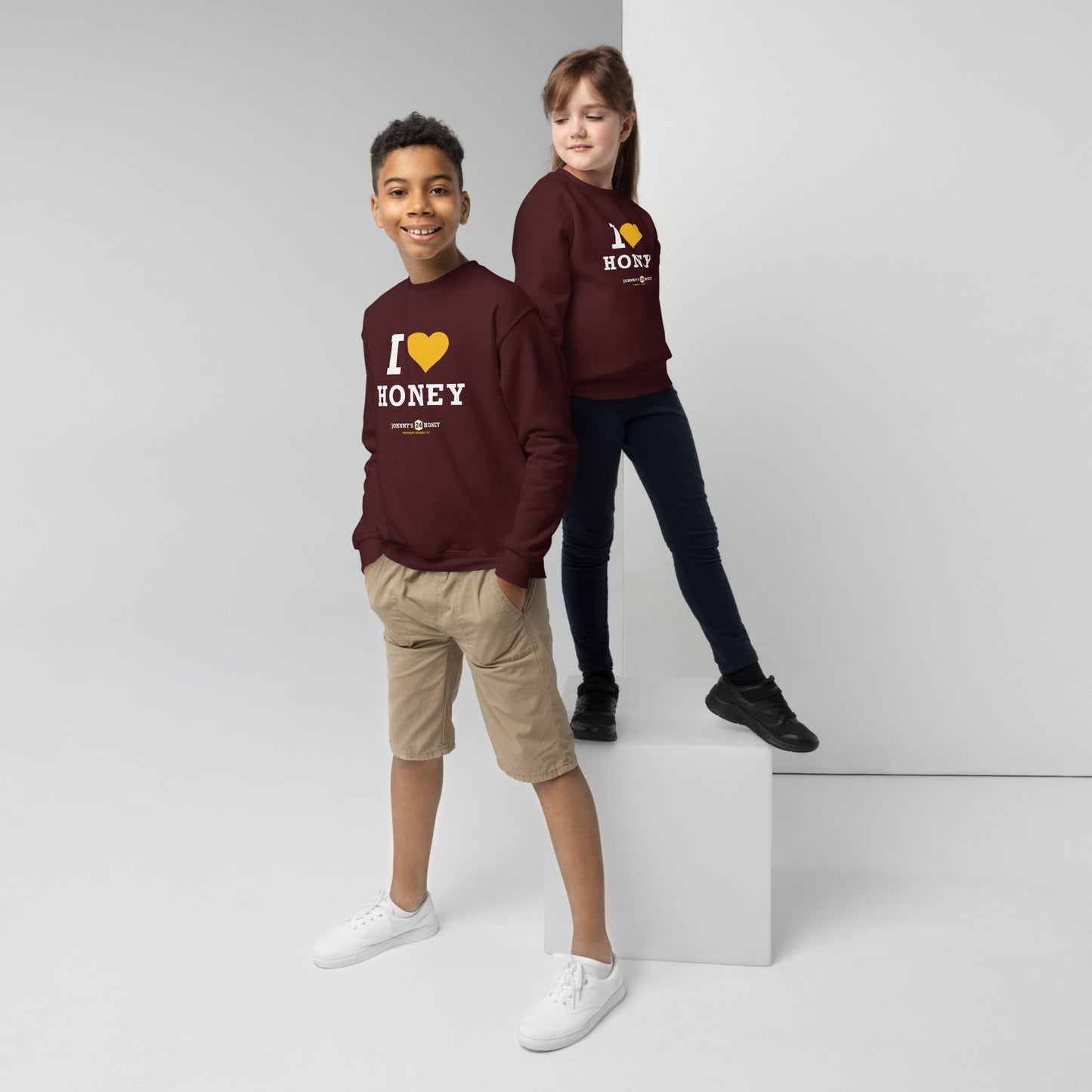 Youth crewneck sweatshirt- I Love Honey