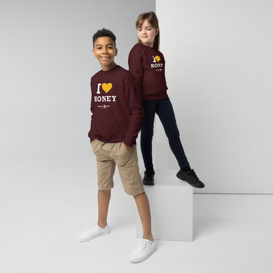 Youth crewneck sweatshirt- I Love Honey