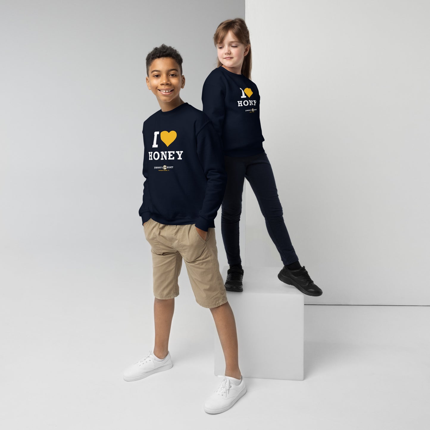 Youth crewneck sweatshirt- I Love Honey