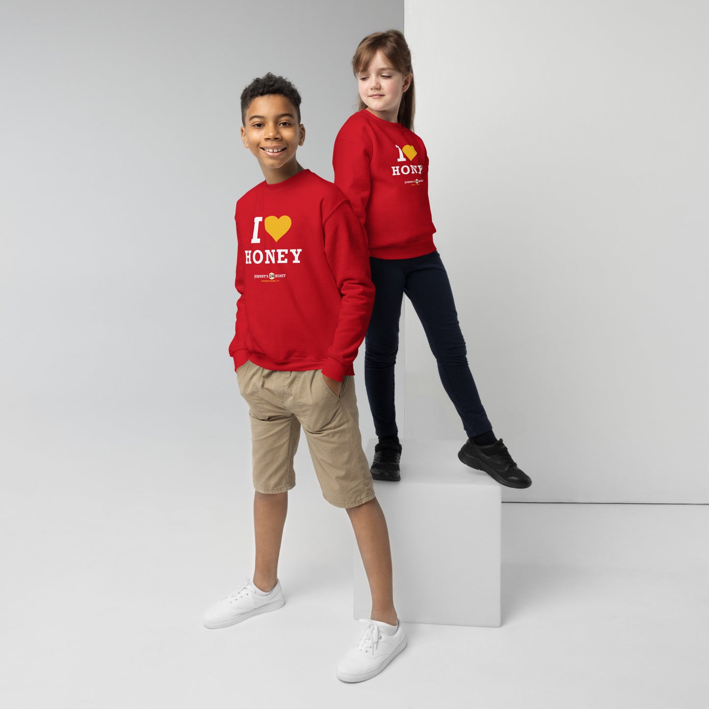 Youth crewneck sweatshirt- I Love Honey