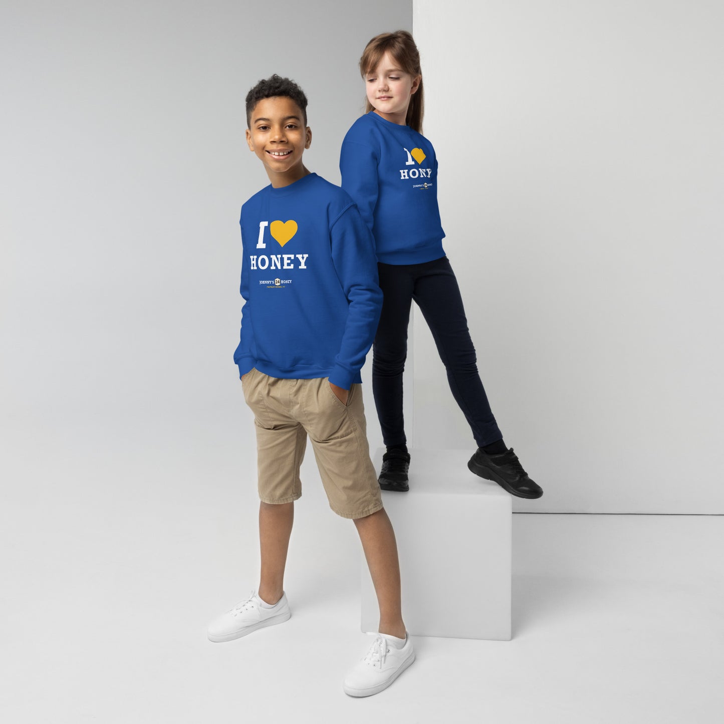 Youth crewneck sweatshirt- I Love Honey