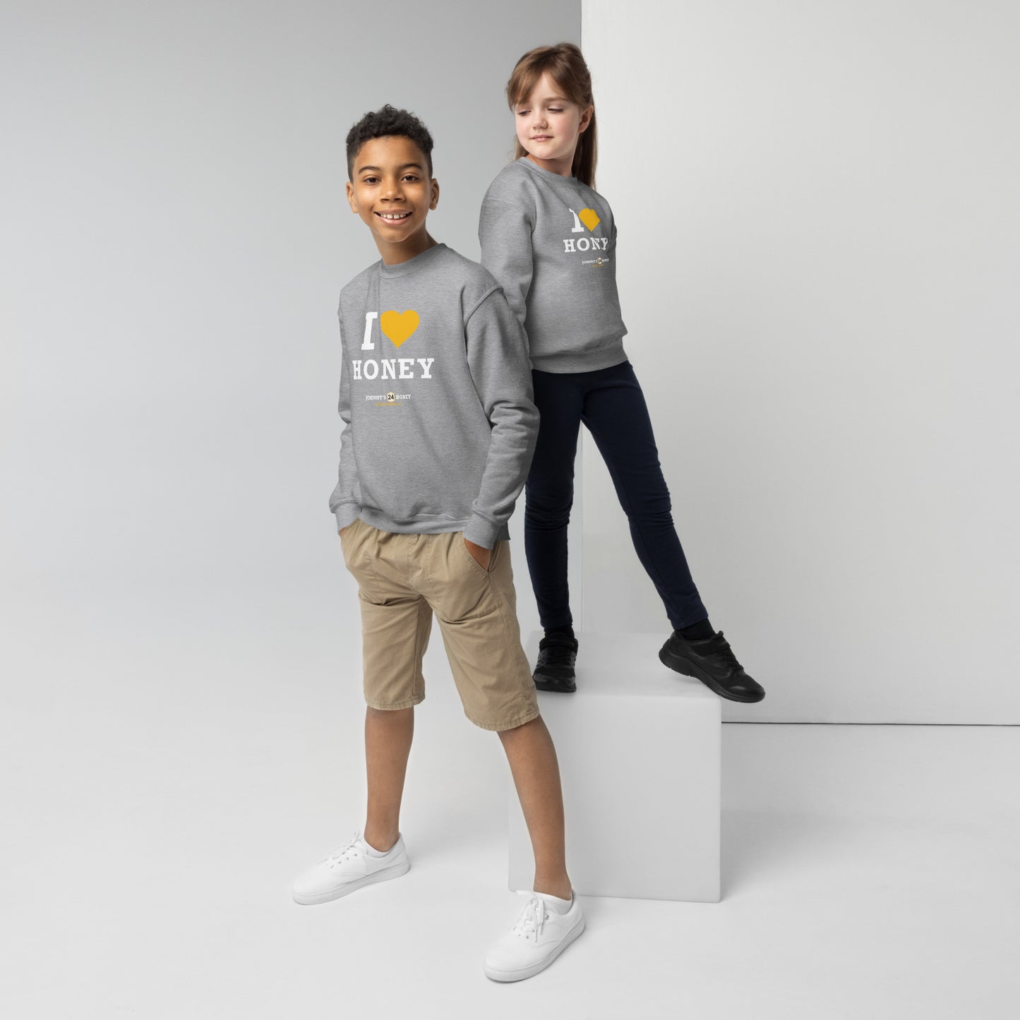 Youth crewneck sweatshirt- I Love Honey